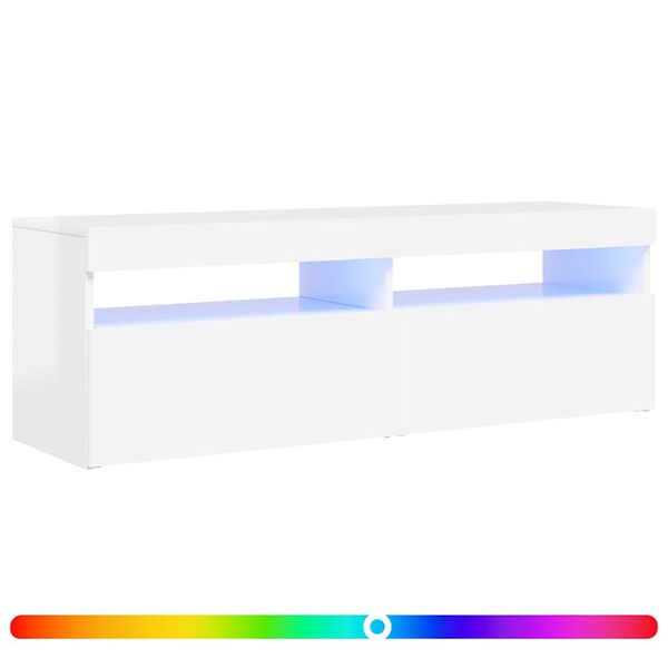 vidaXL M&oacute;vel de TV com luzes LED 120x35x40 cm branco brilhante