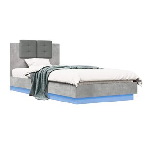 vidaXL Estrutura de Cama com Cabeceira Cinzento Cimento