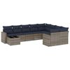 vidaXL 10 pcs conjunto sof&aacute;s p/ jardim c/ almofad&otilde;es vime PE cinzento