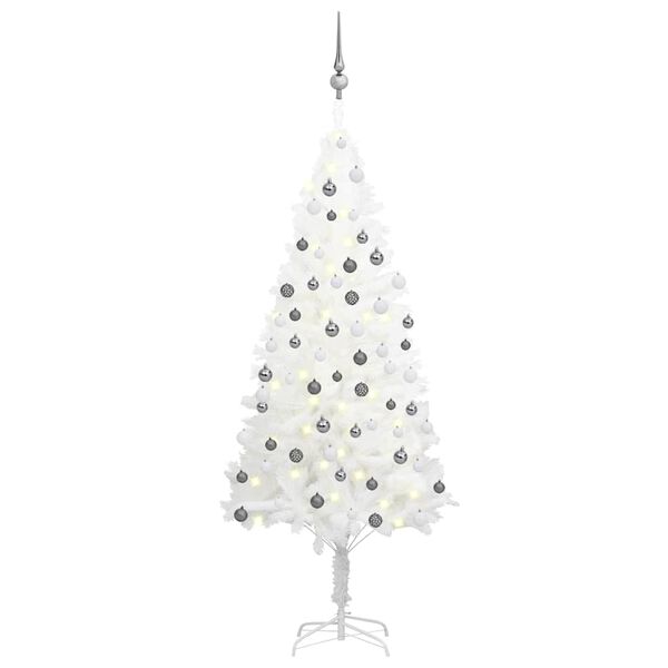 vidaXL &Aacute;rvore Natal artificial pr&eacute;-iluminada c/ bolas 150 cm branco