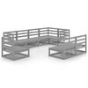 vidaXL 8 pcs conjunto lounge de jardim pinho maci&ccedil;o cinzento
