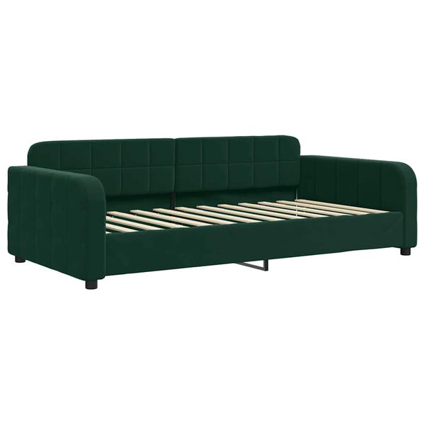 vidaXL Sof&aacute;-cama 90x200 cm veludo verde-escuro