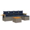 vidaXL 6 pcs conjunto sof&aacute;s p/ jardim c/ almofad&otilde;es vime PE cinzento
