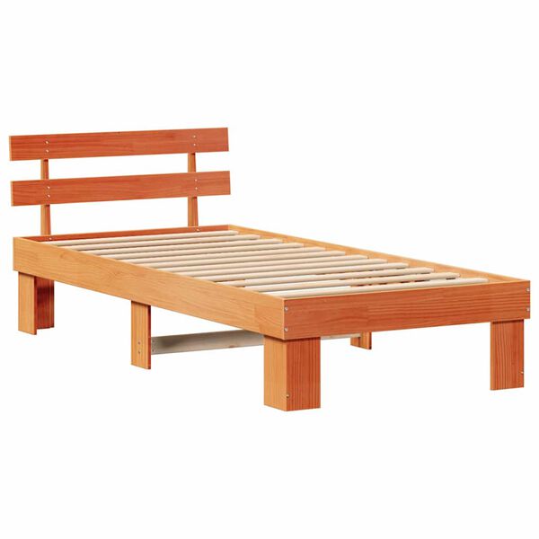 vidaXL Estrutura da Cama com cabeceira Marrom Cera 75 x 190 cm