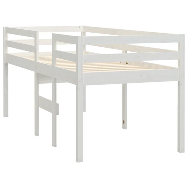 vidaXL Cama alta 75x190 cm madeira de pinho maci&ccedil;a branco