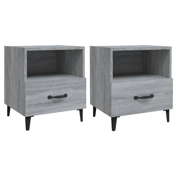 vidaXL Mesa de cabeceira 2 pcs derivados de madeira cinzento sonoma
