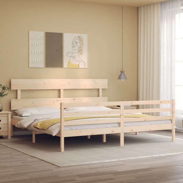 vidaXL Estrutura de cama com cabeceira 200x200 cm madeira maci&ccedil;a