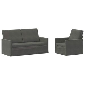 vidaXL Conjunto de Sof&aacute;s 2 pcs Cinzento-Escuro Tecido de Veludo Cotele
