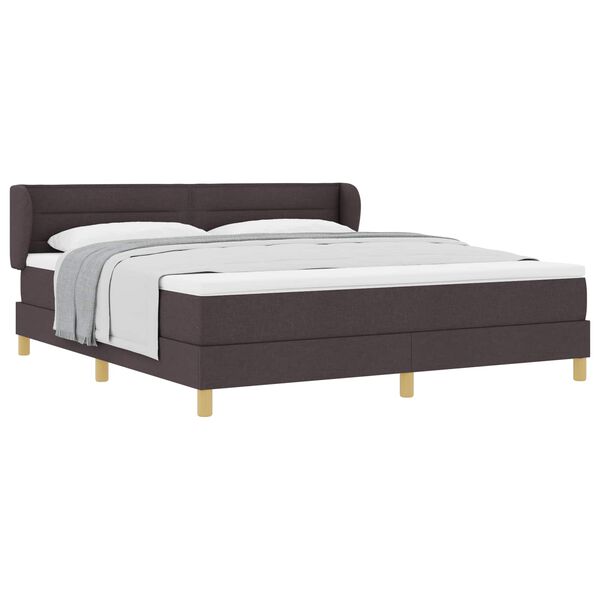 vidaXL Cama Box com colch&atilde;o Marrom Escuro 180 x 200 cm tecido
