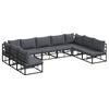 vidaXL Conjunto de Sof&aacute; de Jardim 9 unid. Preto Alum&iacute;nio