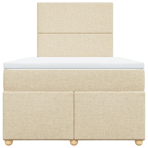 vidaXL Cama boxspring com colch&atilde;o 120x190 cm tecido cor creme