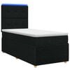 vidaXL Cama Box com LED e Colch&atilde;o Preto 90 x 200 cm Tecido
