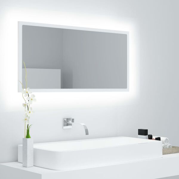 vidaXL Espelho de casa de banho com LED 90x8,5x37 cm acrílico branco