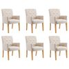 vidaXL Cadeiras de jantar com apoio de bra&ccedil;os 6 pcs tecido bege