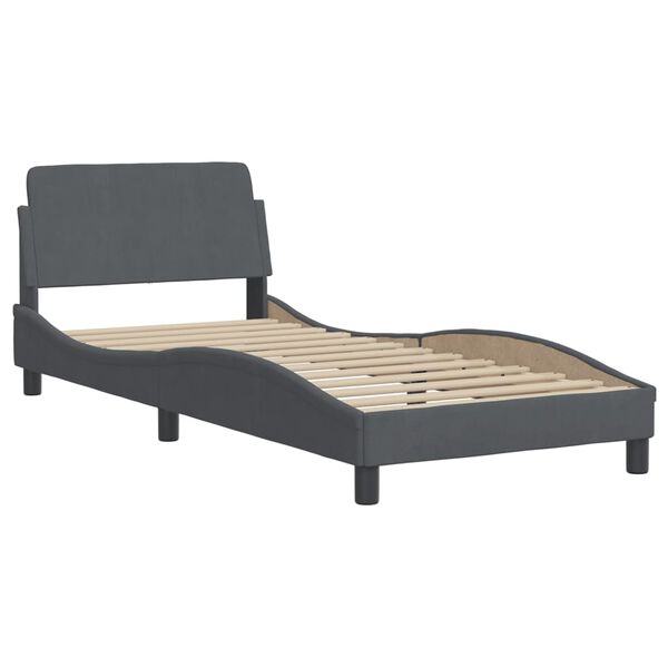 vidaXL Cama com colch&atilde;o Hanko 80x200 cm veludo cinzento-escuro