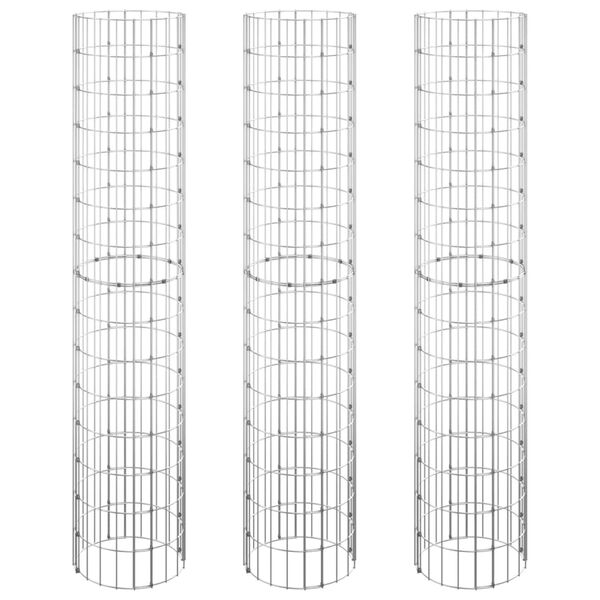 vidaXL Canteiro elevado/cesto gabião circular 3pcs Ø30x150cm aço galv.