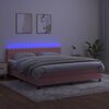 vidaXL Cama box spring c/ colch&atilde;o/LED 180x200 cm veludo rosa