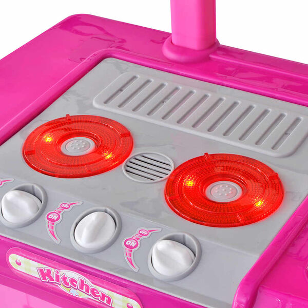 Cozinha infantil de brincar com efeito de luz e som, rosa