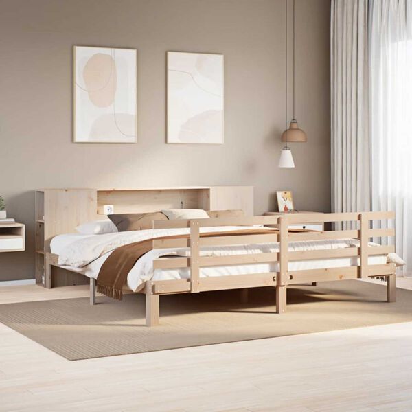 vidaXL Cama com estante sem colch&atilde;o 180x200 cm pinho maci&ccedil;o