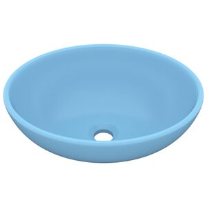 vidaXL Lavat&oacute;rio luxuoso formato oval 40x33cm cer&acirc;mica azul-claro mate