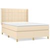 vidaXL Cama com molas/colch&atilde;o 140x190 cm tecido cor creme