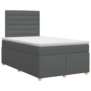 vidaXL Cama box spring com colch&atilde;o Cinzento-Escuro 120 x 190 cm Tecido