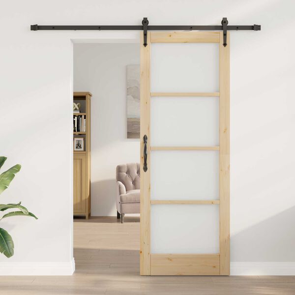 vidaXL Porta Deslizante Natural e Preto 78 x 211 cm