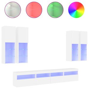 vidaXL 7 pcs conjunto de m&oacute;veis de parede para TV com luzes LED branco