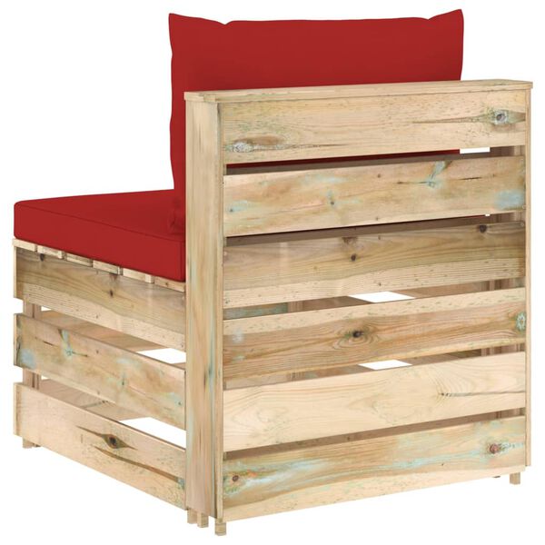 vidaXL Sof&aacute; de centro seccional c/ almofad&otilde;es madeira impreg. verde