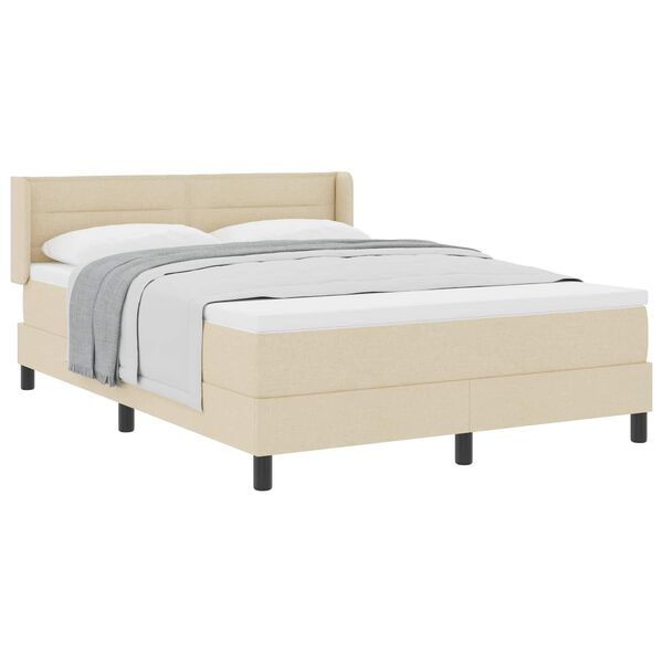 vidaXL Cama Box com colch&atilde;o com cabeceira Creme 190 x 140 cm Poli&eacute;ster
