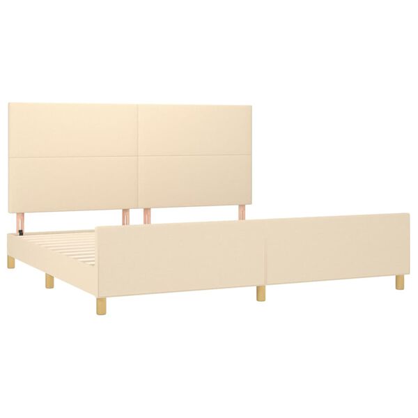 vidaXL Estrutura de cama sem colch&atilde;o 200x200 cm tecido cor creme
