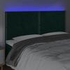 vidaXL Cabeceira de cama c/ LED veludo 180x5x118/128 cm verde-escuro