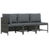 vidaXL 3 pcs conjunto lounge de jardim c/ almofad&otilde;es vime PE cinzento