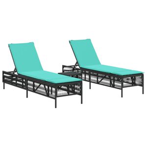 vidaXL Espregui&ccedil;adeiras (2 pe&ccedil;as) com mesa, em rattan sint&eacute;tico preto