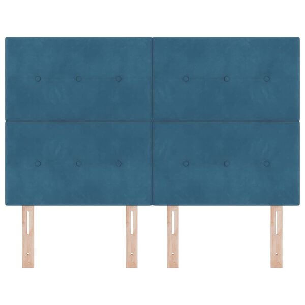 vidaXL Cabeceira com cabeceira Azul Escuro 160 cm Couro Sint&eacute;tico