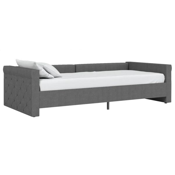 vidaXL Sof&aacute;-cama c/ colch&atilde;o e sa&iacute;da USB 90x200 cm tecido cinza-escuro