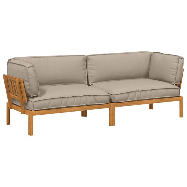 vidaXL Conjunto de Sof&aacute;s com almofada Liso 2 pcs Cinzento-acastanhado