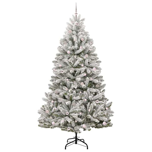 vidaXL &Aacute;rvore de Natal Artificial Verde e Branco 270 cm PVC e Metal