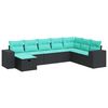 vidaXL 8 pcs conjunto sof&aacute;s de jardim com almofad&otilde;es vime PE preto