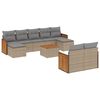vidaXL 10 pcs conjunto de sof&aacute;s p/ jardim com almofad&otilde;es vime PE bege