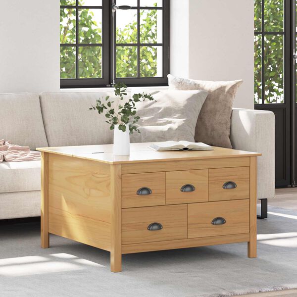 vidaXL Mesa de centro com gaveta Marrom mel 79.5 x 79.5 x 49 cm