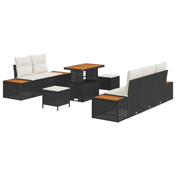 vidaXL Conjunto de Sof&aacute; de Jardim 8 pcs Preto vime PE