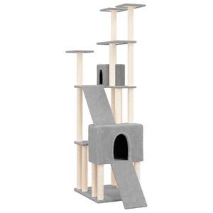 vidaXL &Aacute;rvore p/ gatos c/ postes arranhadores sisal 190 cm cinza-claro
