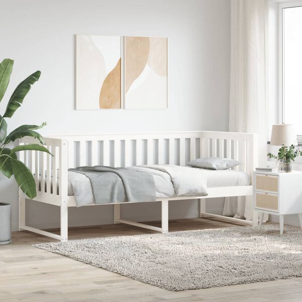 vidaXL Sof&aacute;-cama sem colch&atilde;o 90x200 cm madeira de pinho maci&ccedil;a branco