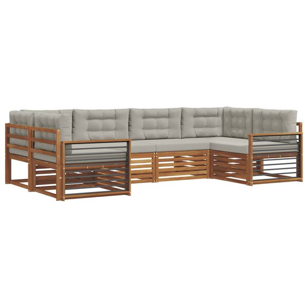 vidaXL Conjunto de Sof&aacute;s para Exterior 6 pcs Cinza Natural e Claro