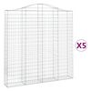 vidaXL Cestos gabi&atilde;o arqueados 5pcs 200x30x200/220cm ferro galvanizado