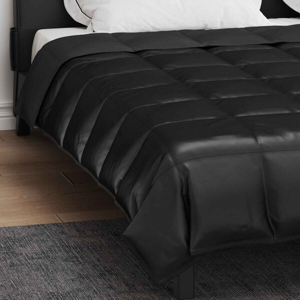 vidaXL Duvet de Ano Inteiro Preto 240 x 260 cm Cetim e Microfibra