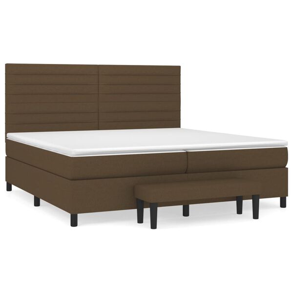 vidaXL Cama com molas/colch&atilde;o 200x200 cm tecido castanho-escuro