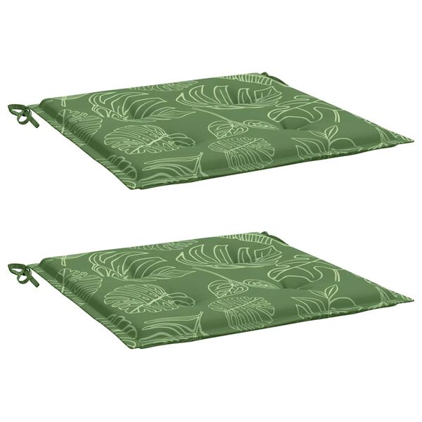 vidaXL Almofad&otilde;es p/ cadeira 2pcs 40x40x4cm tecido padr&atilde;o folhas