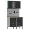vidaXL Conjunto de Arm&aacute;rios de Trabalho com gaveta 5 unid. Preto